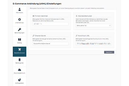 cXML-Konfiguration im avanta Webshop-Benutzerkonto
