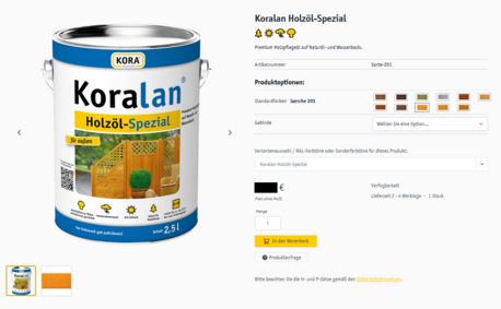 Webshop Produktdetailseite