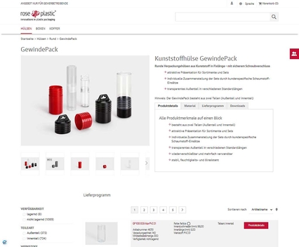 Ansprechendes Design: Artikeldetailseite rose plastic Webshop