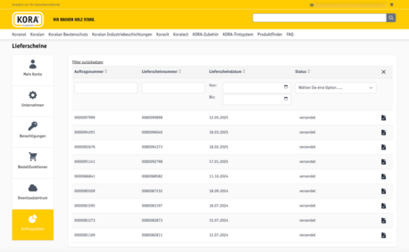 Kundenservice Portal vom Kora Webshop