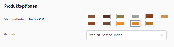 Farbauswahl auf der Produktdetailseite des Kora Webshops